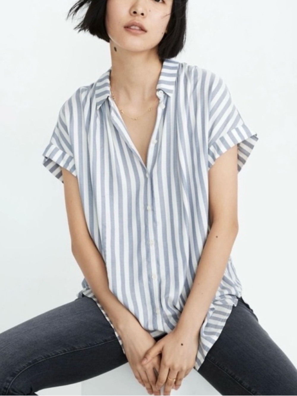 Madewell Central Shirt Ducasse Stripe Blue White XS
